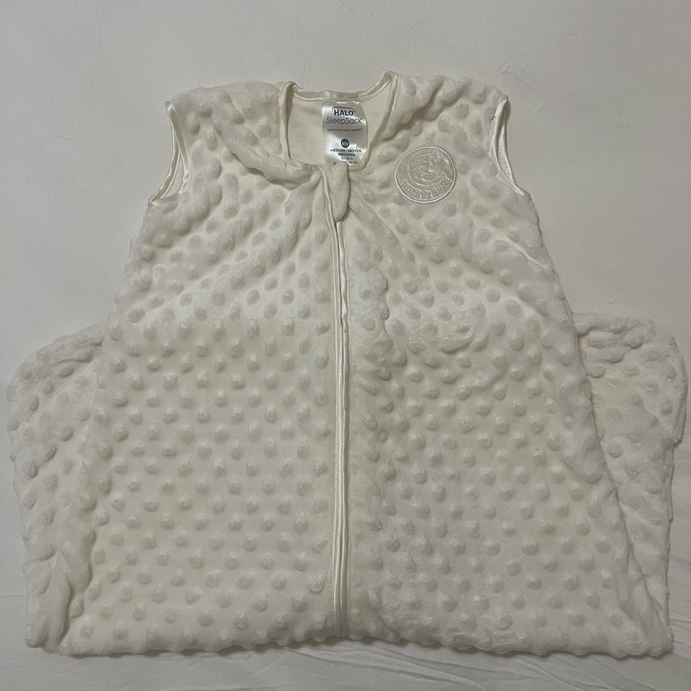 Halo Plushy Dot Velboa Sleep Sack - Cream - M 6-12mo